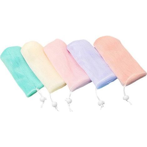Set mit 5 farbenfrohen Seifennetzen, Halter für Peelingseife – 16,00 x 9,00 x 0,50 cm (1/3)