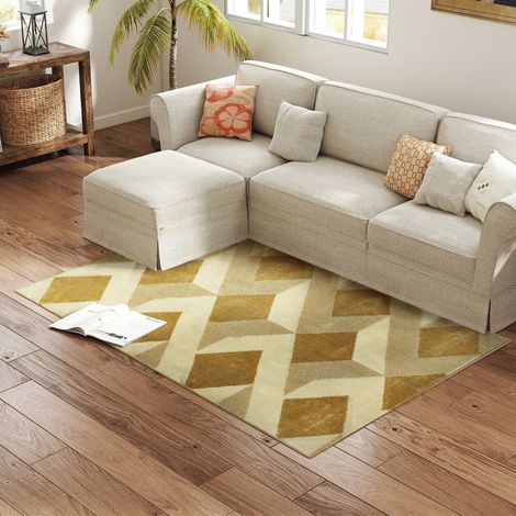 Alfombra lavable pelo corto 170x120 cm crema moderno