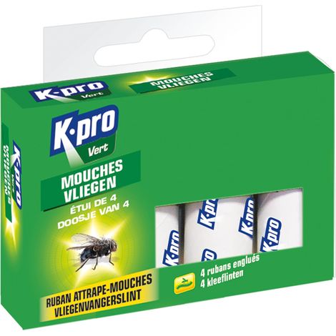 KPRO - Attrape mouches ruban étui de 4 rouleaux Kpro Vert (1/5)