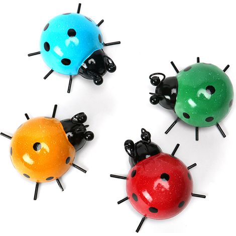 Coccinelle Murale En Métal - Décor Extérieur Pour Jardin Et Terrasse - 4 Pièces (1/5)