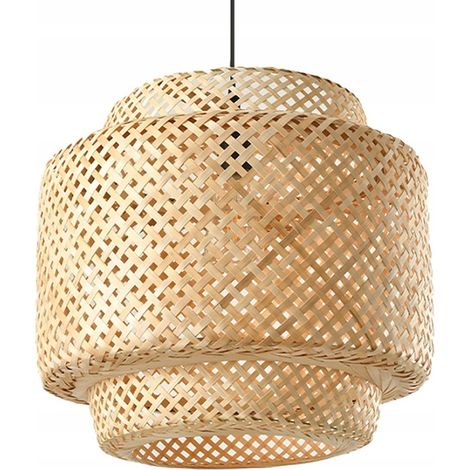 Lámpara de techo grande estilo boho de 40 cm, de bambú, casquillo E27. (1/5)