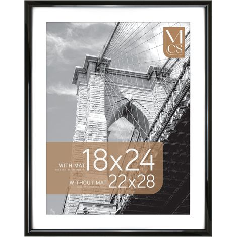 Grand cadre photo de 55,9 x 71,1 cm - Affichage photo de 45,7 x 61 cm avec passe-partout ou 55,9 x 71,1 cm sans passe-partout, vertical et horizontal - Pour photos et affiches, noir (1/5)