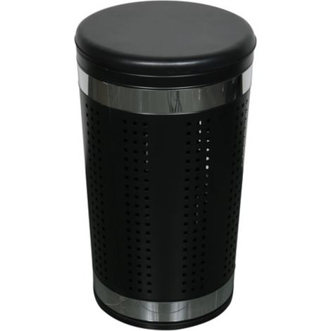 MSV – Panier à linge 46L en inox noir – Couvercle rembourré pour assise – Dimensions 36 x 60 cm – Stabilité optimale contre renversement (1/7)