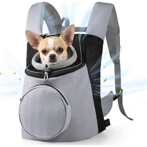 Sac à dos de transport pour petit animal de compagnie, sac à dos de voyage en maille ventilée avec fond en polyéthylène robuste, boucle de poitrine pour petits chiens et chats, randonnée en (1/5)