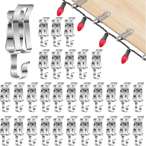 Weihnachtslichter-Clips Metall-Weihnachtslichter-Dachrinnenhaken Lichterketten-Clips für den Außenbereich saisonale geeignet für Ziegel Dächer 50 (1/5)