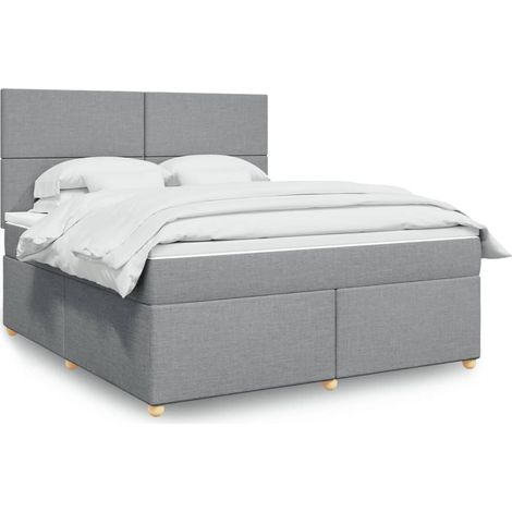 Boxspringbett mit Matratze Hellgrau 180x200 cm Stoff