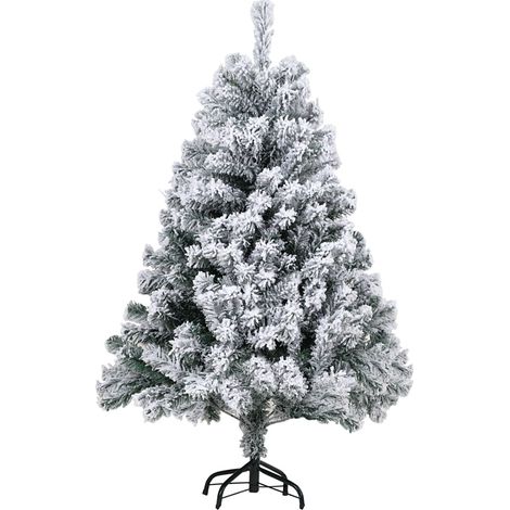 Randaco 120cm Künstlicher Weihnachtsbaum mit Weiß Schneeflocken Tannenbaum für Weihnachten-Dekoration, (Ø ca. 80 cm) mit 340 Spitzen und Schnellaufbau Klapp-System (1/5)