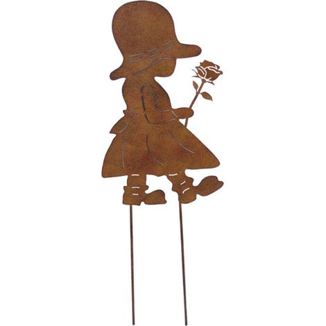Fille à fleur en métal - Déco de jardin 55cm