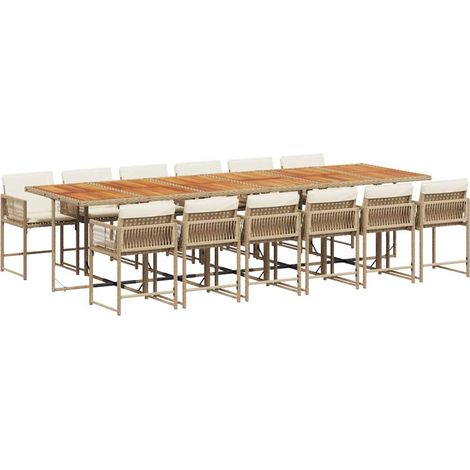Maison Exclusive - Set comedor de jardín con cojines 13 pzas ratá (1/5)