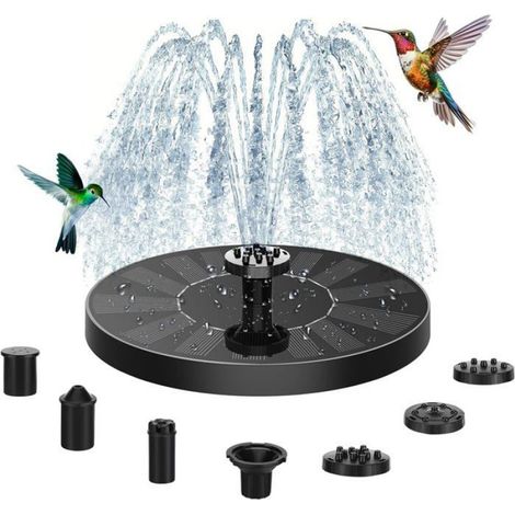 Fontaine Solaire Pour Extérieur, Pompe De Bassin Solaire, Avec 6 Effets De Pulvérisation, Pour Bain D'Oiseaux, Bassin, Jeux D'Eau, (1/5)