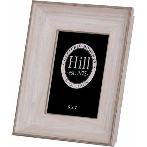 White Washed Photo Frame 5X7 - Wood - L4 x W21 x H26 cm - Grey/White