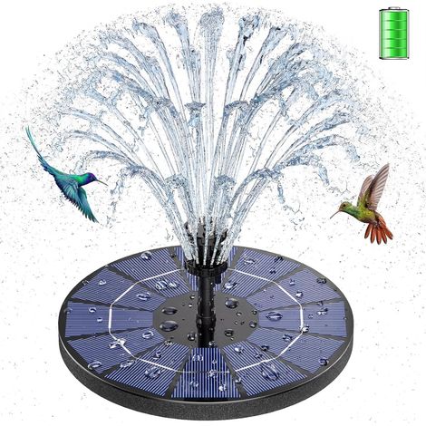 AISITIN 3,5-W-Solarbrunnenpumpe mit integriertem 1500-mAh-Akku, Vogeltränkenbrunnen mit 6 Düsen, schwimmende Solarpumpe für Vogeltränken, Aquarien, Teiche, Pools, Gärten und den Außenbereich (1/5)