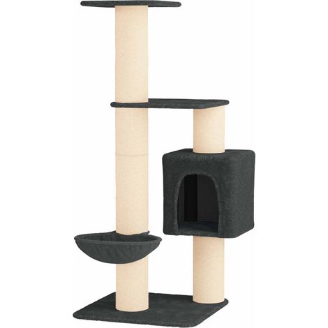 Katzennbaum mit Sisal-Kratzsäulen Dunkelgrau 137 cm vidaXL (1/5)