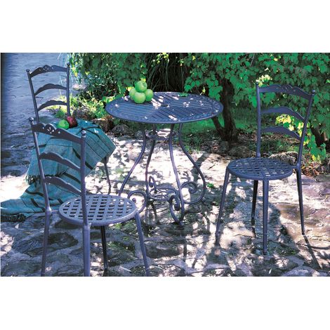 Ensemble de jardin 3 places en métal aluminium laqué bleu