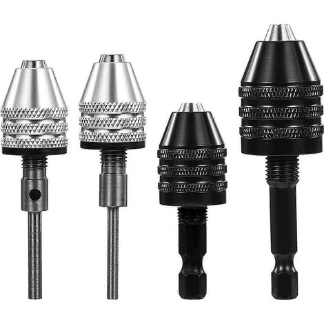 Lot de 4 adaptateurs ronds vers hexagonaux 1/4, 1/8 et 1/16 pouces pour mandrin de perçage sans clé, conversion pour visseuse à percussion (1/5)