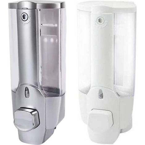 Distributeur de savon mural pour hôtel, flacon de gel hydroalcoolique à pression manuelle de 350 ml, blanc (1/5)