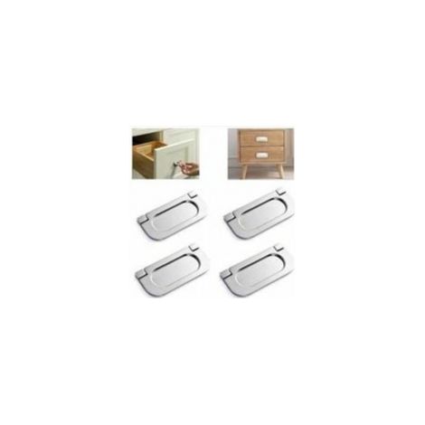 Paquete de 4 manijas invisibles de acero inoxidable plateadas para gabinetes, cajones, accesorios para armarios, con tornillos (75 mm) Manijas para puertas de gabinetes de cocina (1/3)