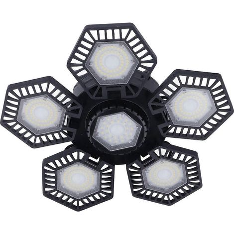 Plafonnier LED pour garages, lampe de travail avec 5 panneaux pliables, 120 W, AC 85–277 V, pour ateliers et entrepôts (1/4)