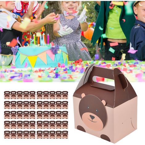 50 boîtes à biscuits, boîtes à bonbons, boîtes d'emballage pour sacs à main, boîtes en papier, motif animal ours (1/5)