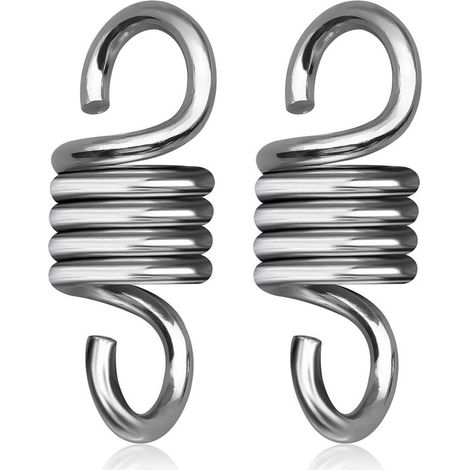 Système de suspension - Acier - Crochet de plafond - Suspension à ressort - Argent - Matériaux de fixation pour chaise suspendue - 2 pièces (1/5)