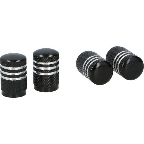 4 x Ventilkappe Aluminium Schwarz / Silber (1/5)