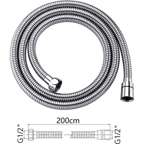 GRIFEMA G851-20, Tubo doccia universale (G1/2 pollice, 2 m), tubo doccia anti-torsione e anti-attorcigliamento, acciaio inossidabile/cromo, esclusiva Amazon (1/4)