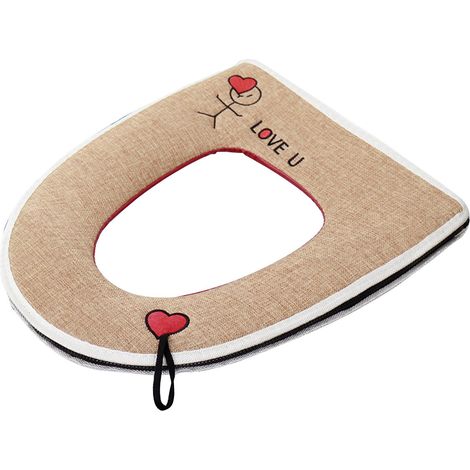 Coussin de toilette en mélange de lin sans décoloration avec longe de traction Confortable tissu doux Coussin de couvertur (1/5)