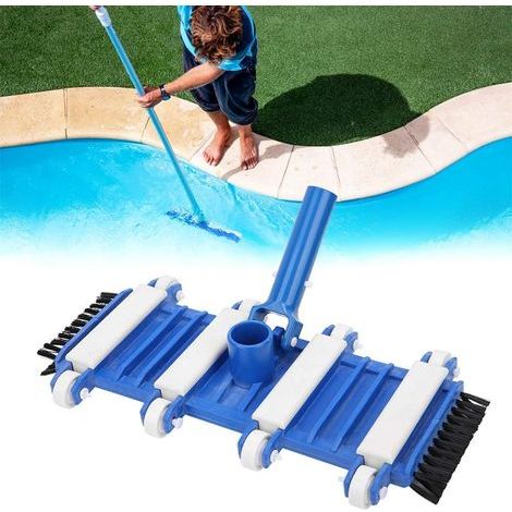 Poolsauger Kopf 35cm (14") mit Seitenbürsten & Rädern - Für die meisten Teleskopstangen geeignet - Entfernt Schmutz & Debris von Poolboden - Spa & Schwimmbad Reinigung