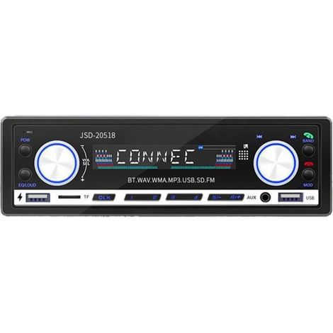 Bardusch - C Autoradio bluetooth mains libres récepteur radio 4x50w lecteur multimédia usb/tf/fm/aux/wma/wav/mp3 player bass autoradio noir (1/4)