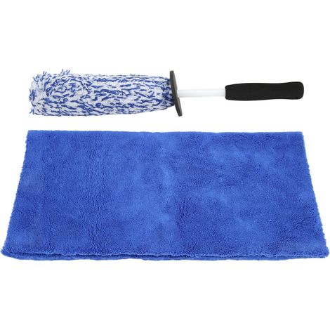 Ensemble de brosses et chiffons de nettoyage bleus pour moyeux de roues de voiture, camions, vélos, pots d'échappement, pare-chocs, garde-boue et sièges. (1/5)