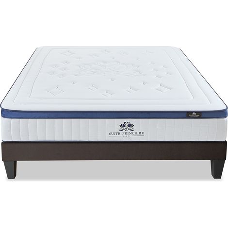 Ensemble Suite Princière 90x190 cm - Matelas micro-ressorts + Sommier - 30 cm d'épaisseur - Accueil équilibré, soutien ferme (1/5)