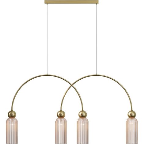 Maytoni Antic Plafonnier suspendu de bar moderne doré 4xE14 abat-jour cognac