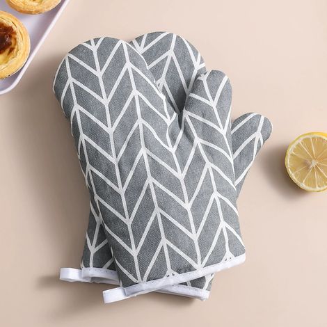 Set di 2 guanti da forno e da padella resistenti al calore, ideali per barbecue, grigliate e cottura al forno (2 pezzi - Rosa foglia)