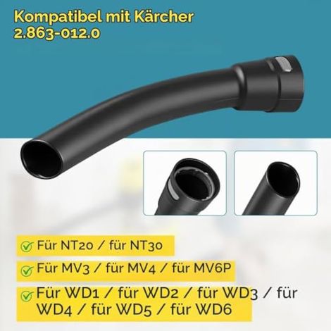 2.863-012.0 Tuyau de rechange incurvé pour aspirateur Karcher WD MV Series 35 mm de diamètre (1/4)