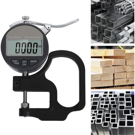 Micro mesureur d'épaisseur digital LCD 0.001mm 0-12.7mm Micromètre électronique Alliage ABS Mesure papiers/ cuirs/métaux 2 LR44 (1/5)