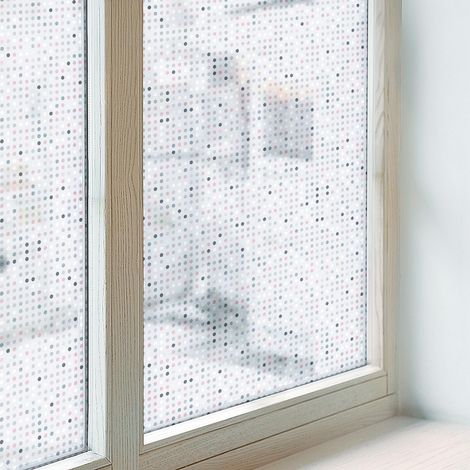 Sichtschutzfolie 50x100 cm Dekorativ Selbstklebend Blickdicht Folie für Schlafzimmer Milchglas Sichtschutz Fenster Dekorfolie Pastellfarbene Punkte