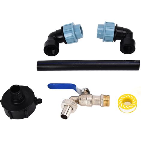Bouchon coude adaptateur IBC pour citerne réservoir, robinet sortie col de cygne, connecteur remplissage arrosoir, 1 baril levage. (1/5)
