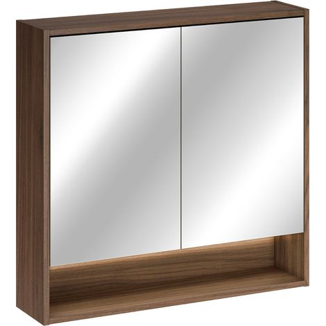 Wandspiegelschrank 2 Türen 80cm Edmé dunkles Holz (1/5)