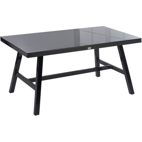 Garden Dining Table CANETTO 150 cm 90 cm Glass Black (1/5)