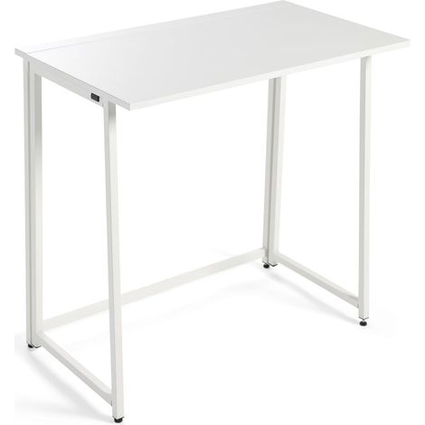 Mesa Escritorio Fed de Oficina Estilo Moderno en Color Blanco con Estructura Metálica Plegable 100x73x50 cm (1/5)