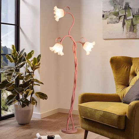 Fleur Lampadaire Sur Pied Salon,DIY Arc Lampe Salon Avec 3-TêTes Fleurs,Moderne Col De Cygne Dimmable Liseuse Lampadaire,Dopamine DéCo Lampe Sur Pied pour Chambre,Bureau,H170Cm,Rose. (1/5)