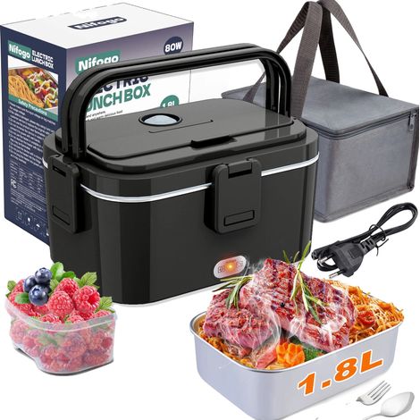 Fiambrera eléctrica, calefactor portátil, bolsa de transporte isotérmica, 80 W, 1,8 L (1/2)