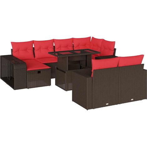 Maison Exclusive - Set Divani da Giardino 11 pz con Cuscini Marrone in Polyrattan (1/5)