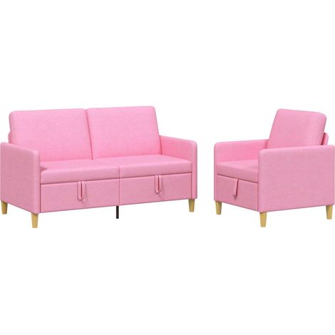 Canapé avec rangement 2 pcs Rose Polyester vidaXL (1/4)