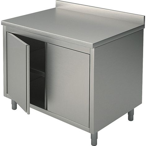 Meuble Inox Bas Neutre avec Portes Coulissantes et Dosseret - 900x700 mm - Virtus