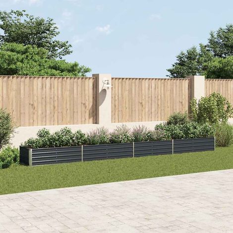 Lit surélevé de jardin-Jardinière surélevée-Bac de jardin surélevé Acier galvanisé 600x80x45 cm Anthracite (1/5)