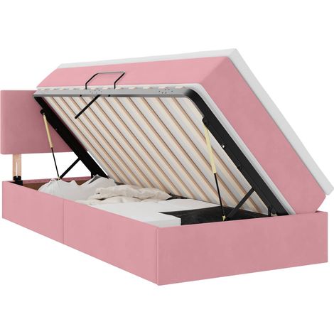 Storage Bed with Mattress with Storage Pink 90 x 190 cm Velvet vidaXL