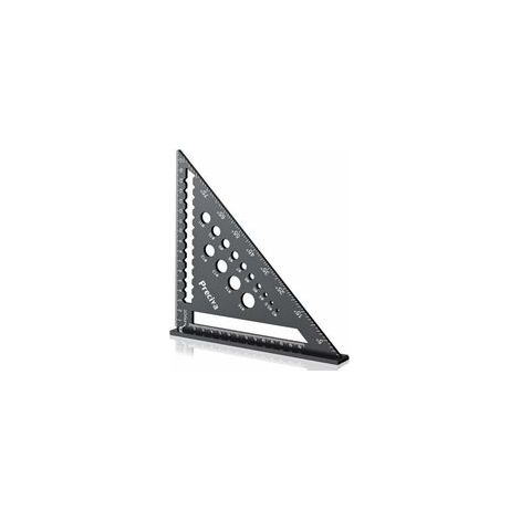 Equerre,Equerre Menuisier 7 inch, Outil de mise en Page Carré d’Alliage d’Aluminium, Échelle Métrique, avec des Trous de Mesure de Perceuse, Angle de Tirage de Soutien, Ligne, Cercle (1/4)