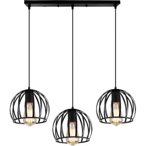 U-Do 3 Luminaire Lustre Suspension luminaire industrielle design forme cage Métal pour salon chambre salle à manger (sans ampoule) (1/4)