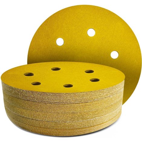 Schleifpapier 150mm Klett 6-Loch Korn 150 Exzenterschleifscheiben 50 Stück (1/5)
